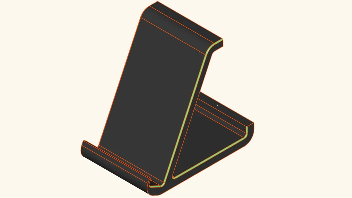 Chamfer 0.7mm on top edge of phone stand in FreeCAD