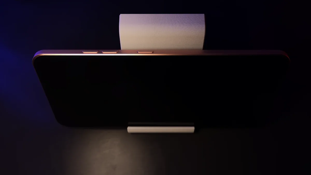 Custom phone stand rendered in Blender