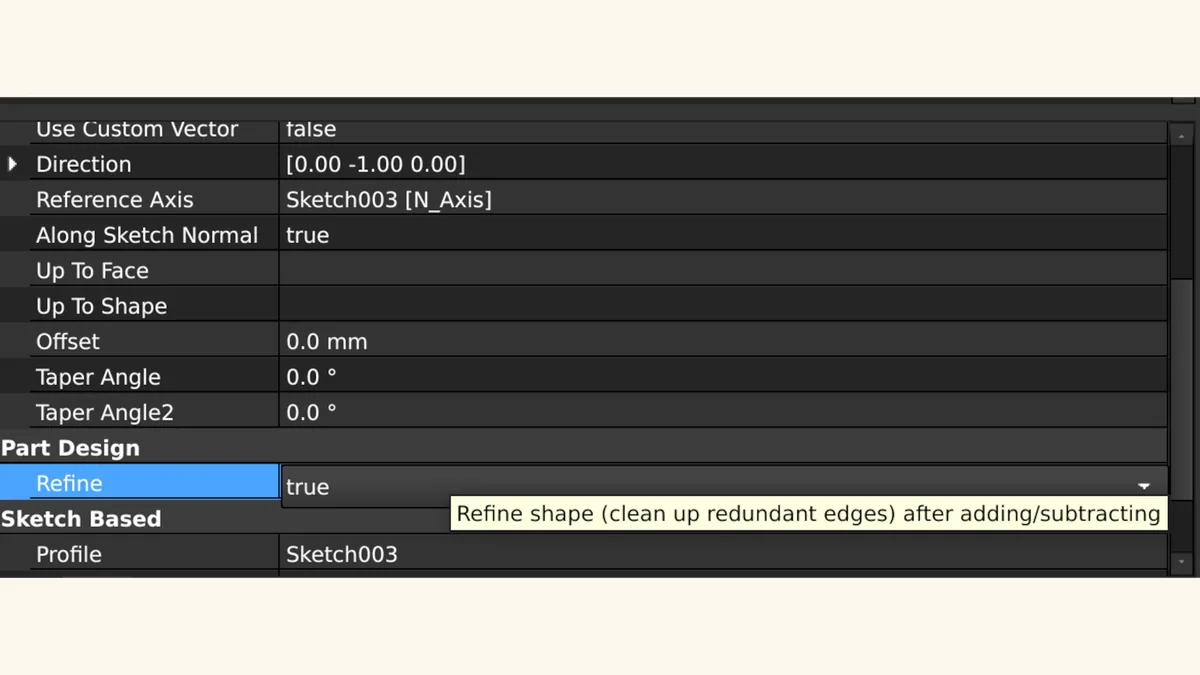 Part Design Refine merging geometry on phone stand in FreeCAD